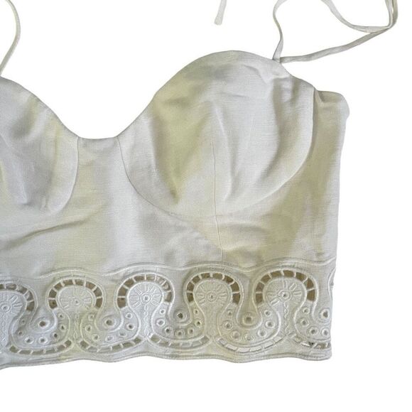 SIMKHAI Sherri Scarf Embroidered Linen‎ Top in White - Picture 5 of 7